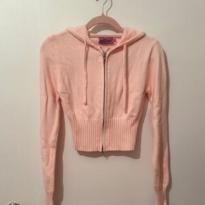 Edikted Light Pink Zip-Up Hoodie